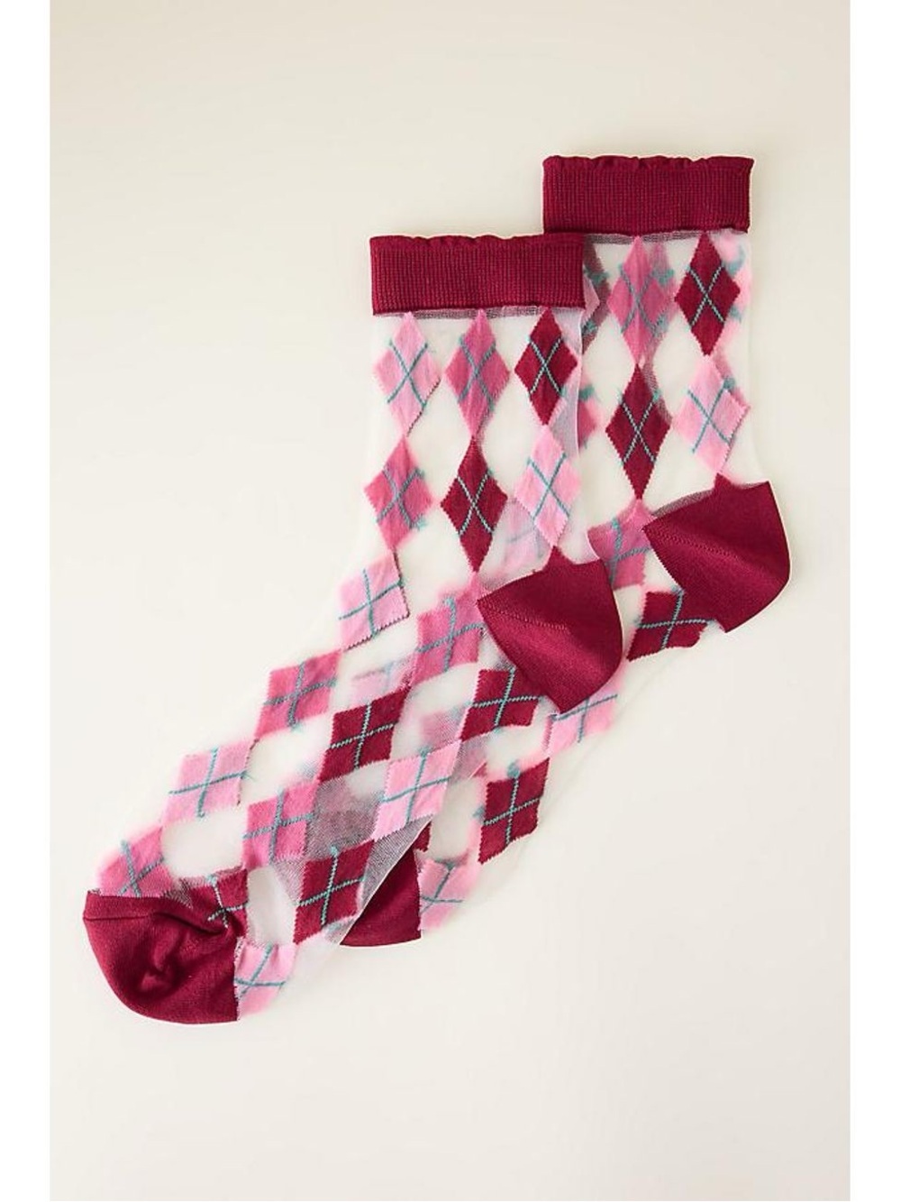 Anthropologie set of 2 Argyle Socks Sheer New with tags